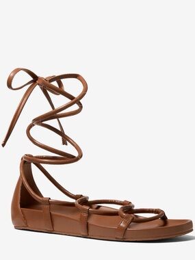 MICHAEL KORS Women's Brown Lace-Up Flat Sandals
